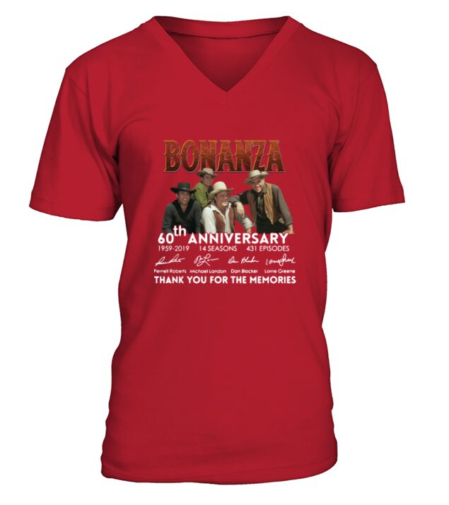 60th Anniversary Thank You For The Memories 1959-2019 Bonanza shirt V-Neck T-shirt