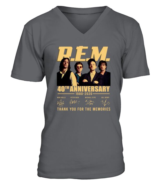 R.E.M 40th anniversary 1980-2020 signatures shirt V-Neck T-shirt
