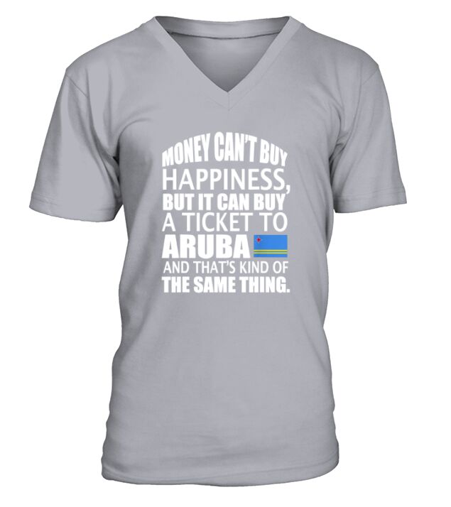 Ticket To Aruba Happiness Funny Aruban Flag Gift V-Neck T-shirt