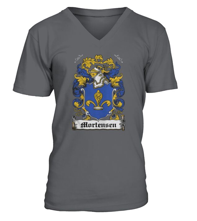 Mortensen Family Crest Danish Family Crests - Coffee Mug (colored) V-Neck T-shirt