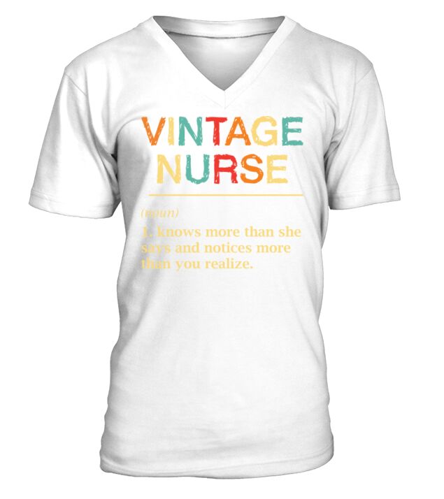 Vintage Nurse Definition Funny Nursing RN ER ED V-Neck T-shirt