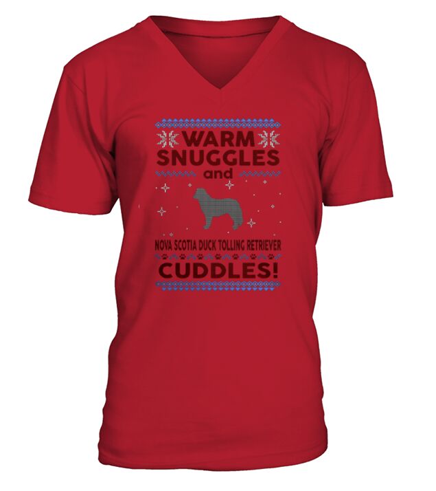 Warm snuggles and Nova Scotia Duck Tolling Retriever cuddles V-Neck T-shirt