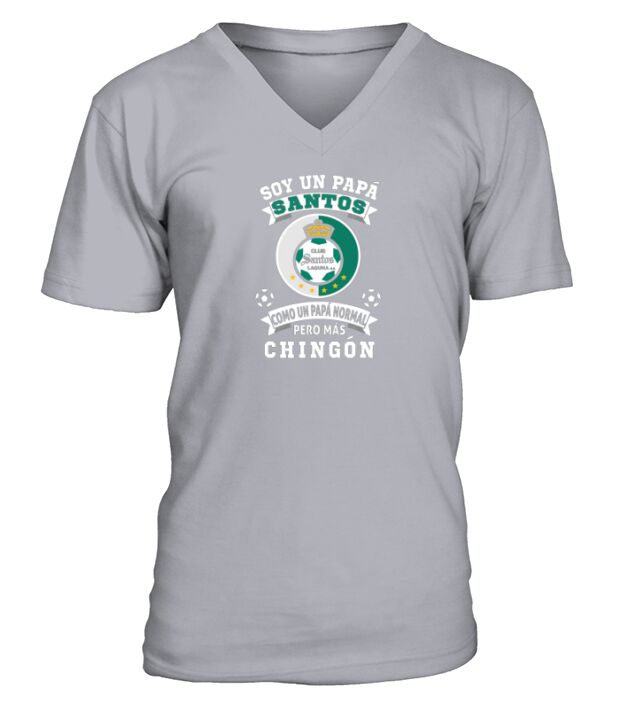 Club Santos Laguna Futbol Soccer Mexicano Fan Papa Santos V-Neck T-shirt
