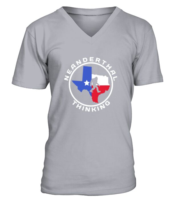 Texas Neanderthal Thinking Funny Texan V-Neck T-shirt