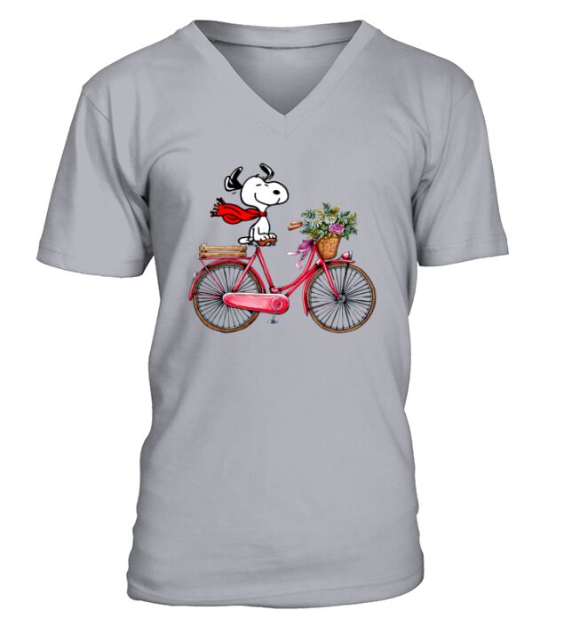Snoopy and bicycle shirt - Ladies V-Neck V-Neck T-shirt