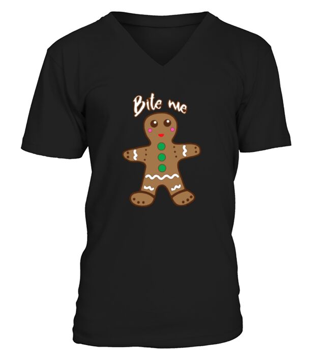 Bite Me Gingerbread - Ladies V-Neck V-Neck T-shirt