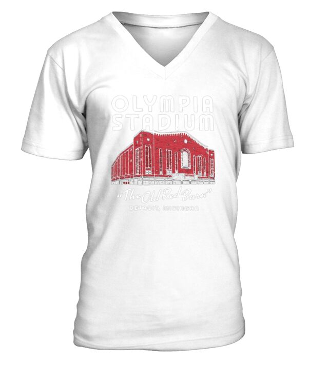 Olympia stadium the old red barn Detroit Michigan V-Neck T-shirt