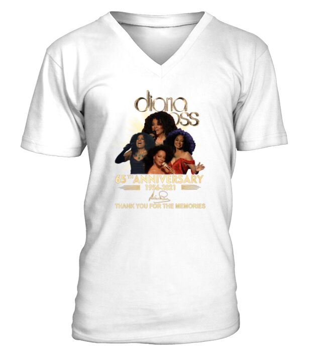 Diana Ross 65th anniversary 1956 to 2021 thank you for the memories signature V-Neck T-shirt