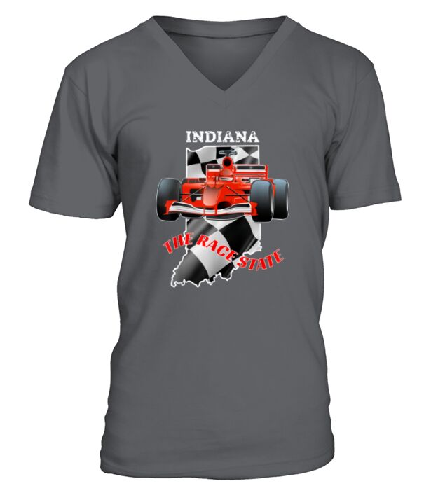 500 Indianapolis Indiana the Race State Checkered Flag V-Neck T-shirt