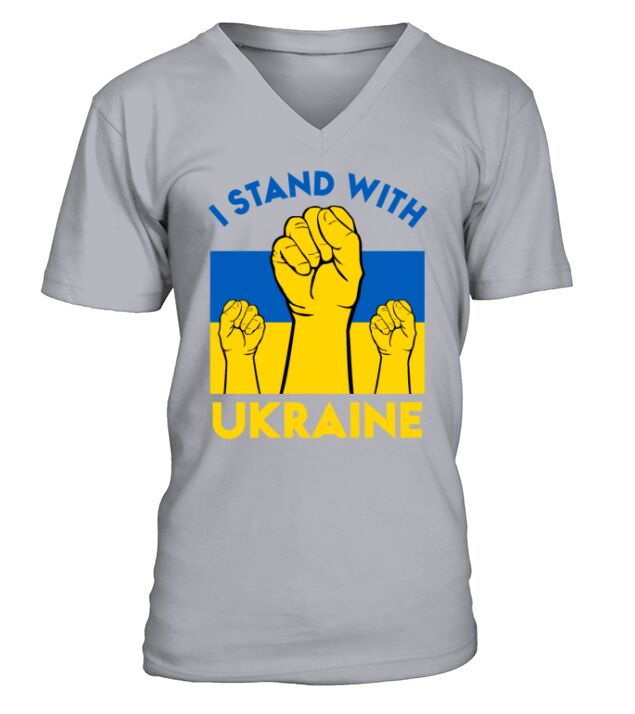 I Stand With Ukraine Ukrainian Fist Flag Strong V-Neck T-shirt