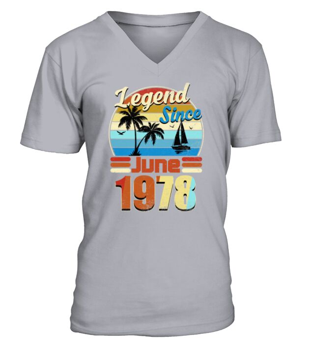 Legend Since June 1978 Retro Vintage Birthday Summer Gift 2020 V-Neck T-shirt