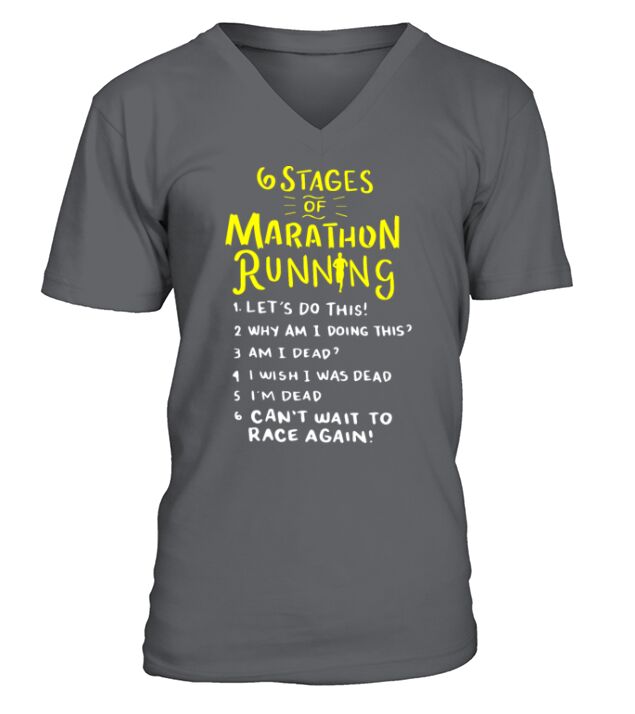 6 Stages of marathon running V-Neck T-shirt