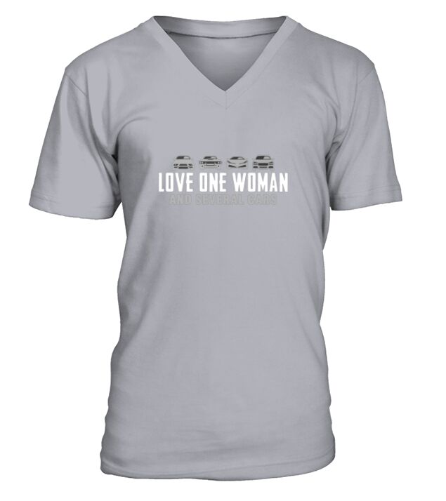 Car Lovers Love One Woman And Several Cars V-Neck T-shirt