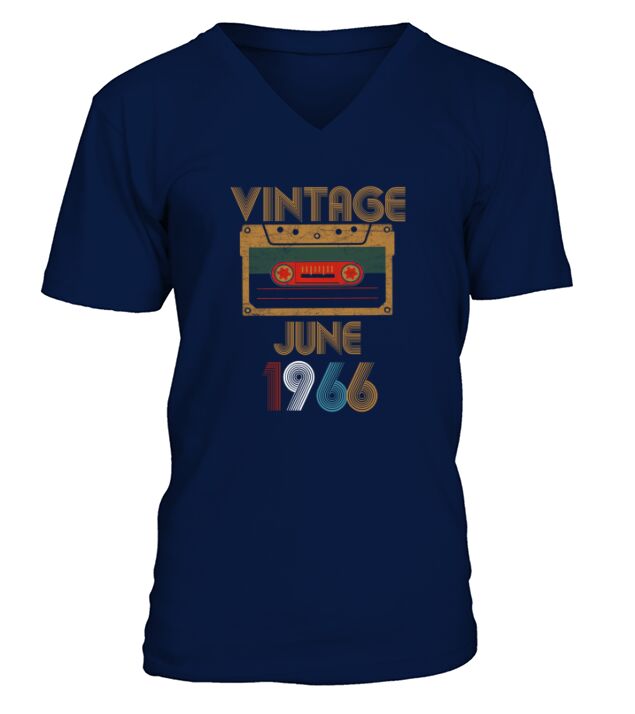 Vintage Birthday Cassette Tape June 1966 56th V-Neck T-shirt