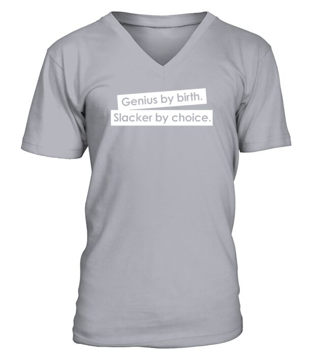 GENIUS BY BIRTH FUNNY LOGO V-Neck T-shirt