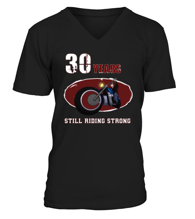 30 years old Biker Riding Motobike X-Mas V-Neck T-shirt
