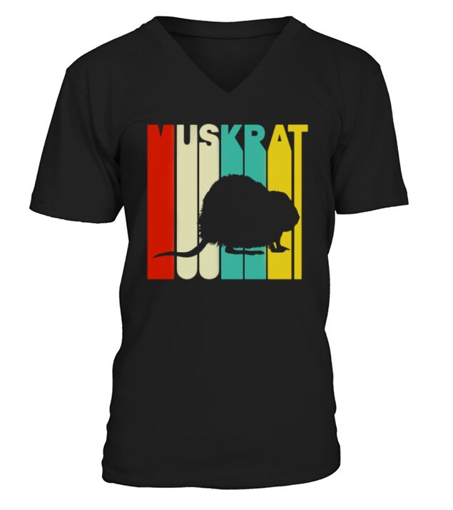 Vintage Style Muskrat Silhouette T-Shirt V-Neck T-shirt