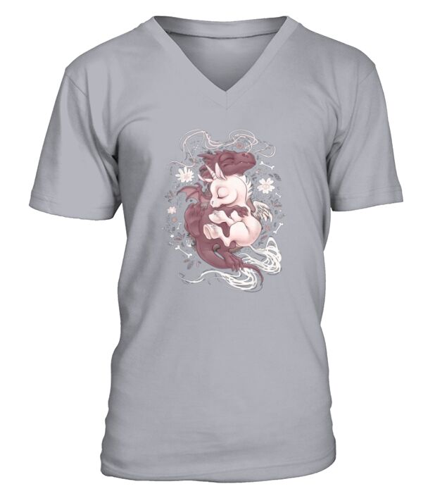 Flower Dragon Hug Baby Unicorn shirt V-Neck T-shirt