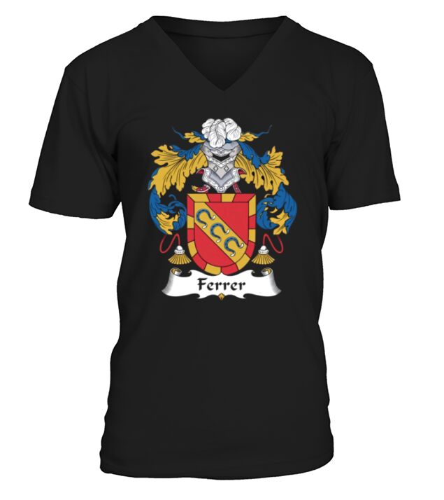 Ferrer Family Crest Spanish Family Crests V-Neck T-shirt