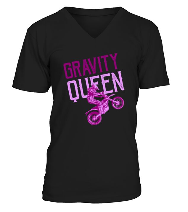 Gravity Queen Motobike Girl Woman T-Shirt Gift V-Neck T-shirt