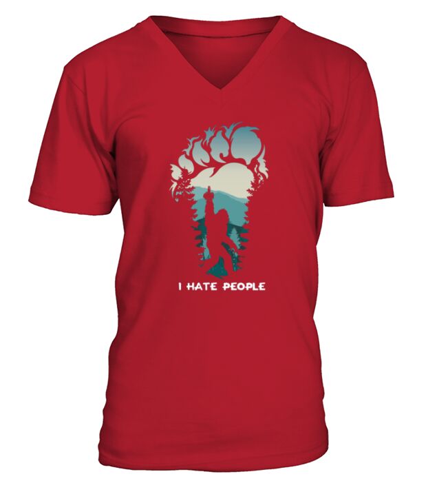 I Hate People Bigfoot V-Neck T-shirt
