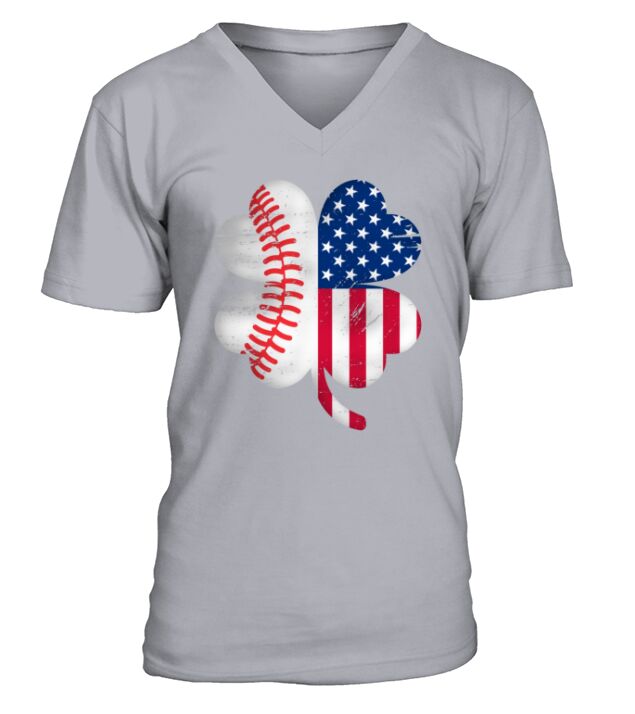 St Patricks Day Baseball American Gift V-Neck T-shirt