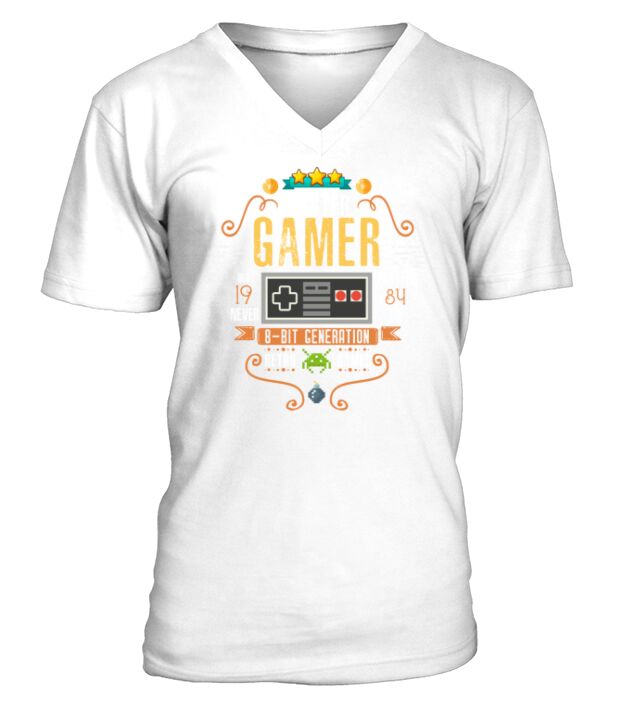 Video Gamer 1984 Birthday Retro Gamer product Gift V-Neck T-shirt