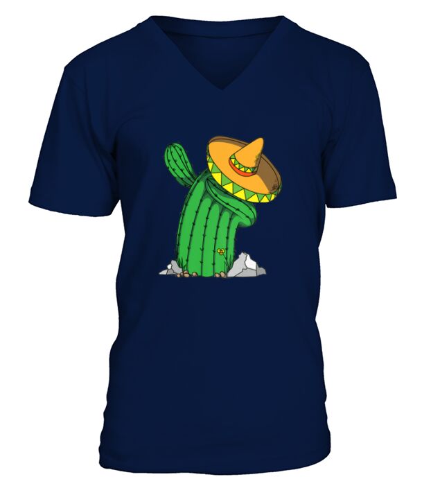 Dabbing Mexican Cactus Cinco De Mayo Mexico V-Neck T-shirt