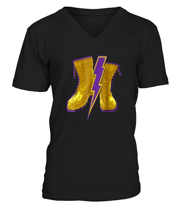 Mens Omega Gold Purple Q Psi Phi Army Boots T-Shirt 4 Lightning V-Neck T-shirt
