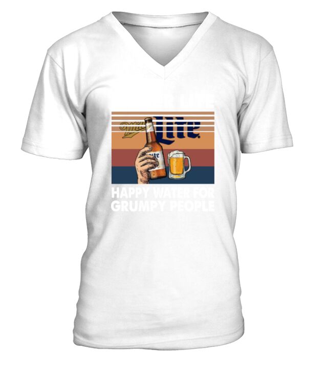 Miller Lite Happy Water For Grumpy People V-Neck T-shirt