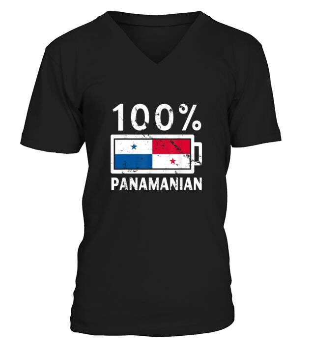 Panama Flag 100 percent Panamanian Battery Power V-Neck T-shirt