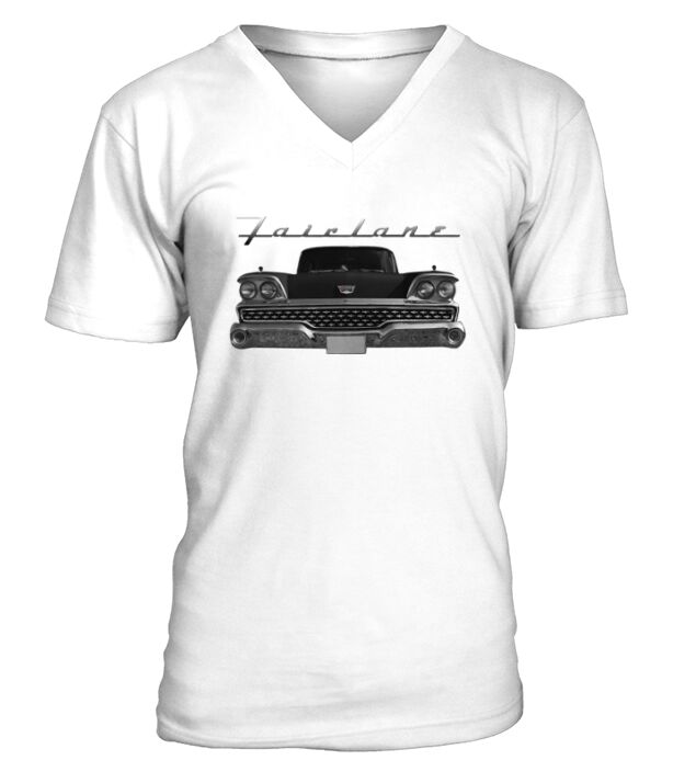 1959 Ford Fairlane Front Black V-Neck T-shirt