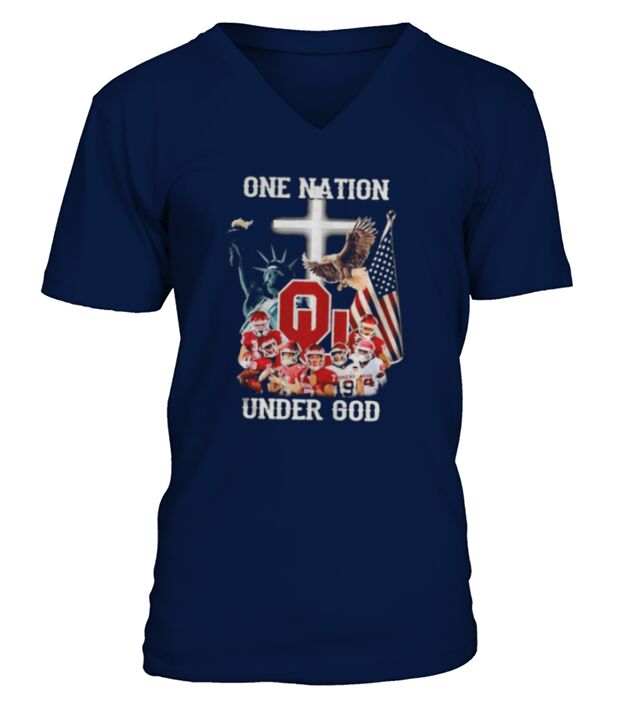 Statue of Liberty American Oklahoma Sooners one nation under God V-Neck T-shirt