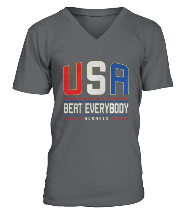 USA Beat Everybody American Flag Color TShirt V-Neck T-shirt