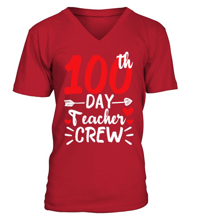 Student 100th Day Teacher Crew Happy 100 Days V-Neck T-shirt