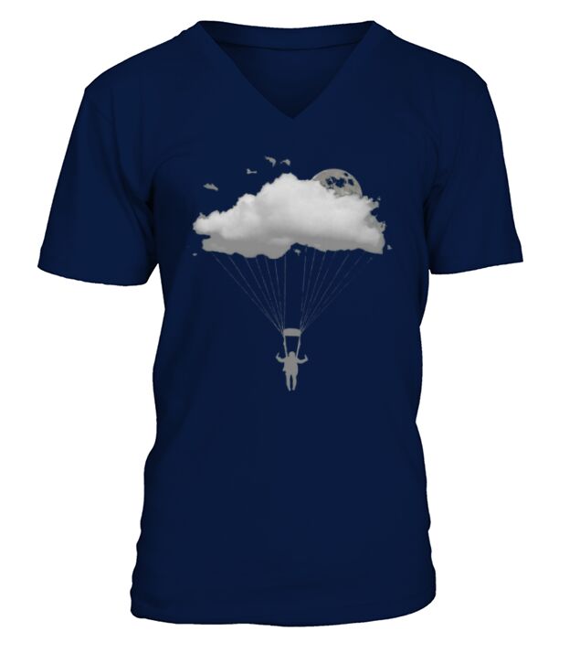 Skydiving Shirt- Funny Skydiver Night Sky Graphic T-Shirt V-Neck T-shirt
