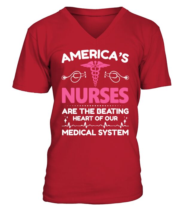 Nurse Americas Nurses Are the Beating Heart 52 Nur V-Neck T-shirt