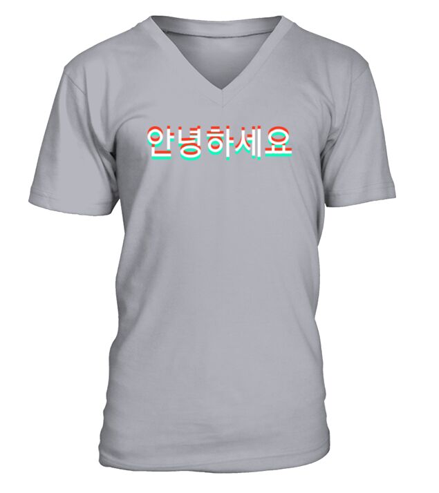 korean language V-Neck T-shirt