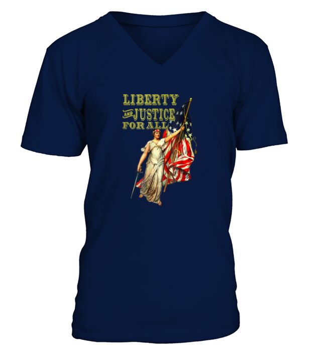 Liberty And Justice For All US Flag V-Neck T-shirt
