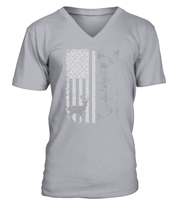American Deer Bow Hunter Flag Accessories Hunt Gift  - Unisex Long Sleeve V-Neck T-shirt