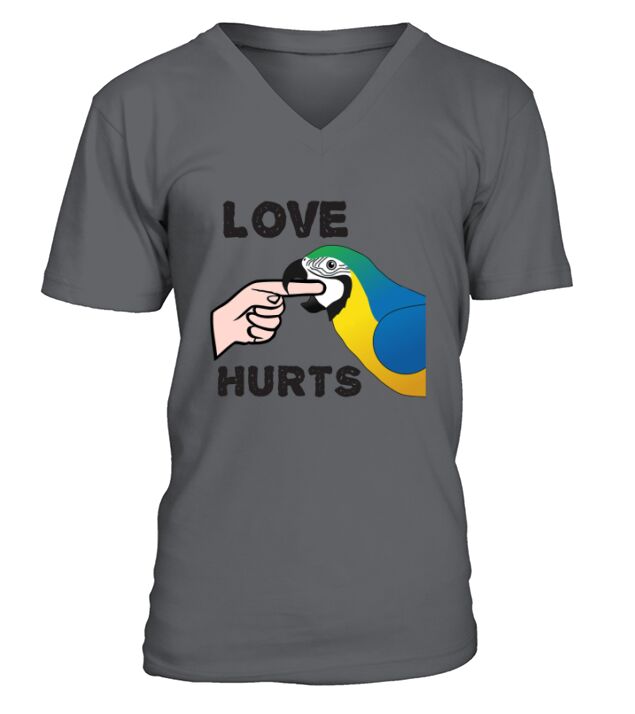 Love Hurts - Blue and Gold Macaw Parrot V-Neck T-shirt