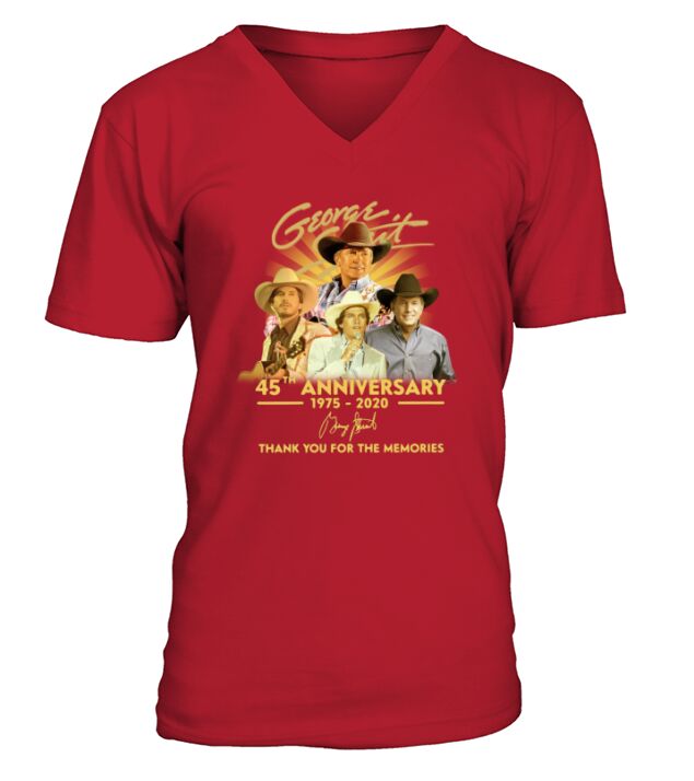 George Strait 45th Anniversary 1975 2020 Thank You For The Memories Signature V-Neck T-shirt