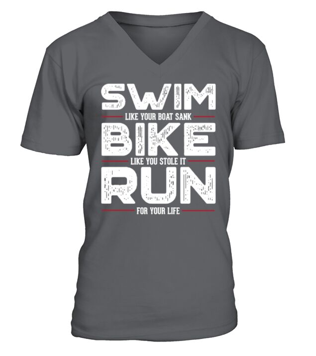 Triathlon Shirt Swim Bike Run V-Neck T-shirt