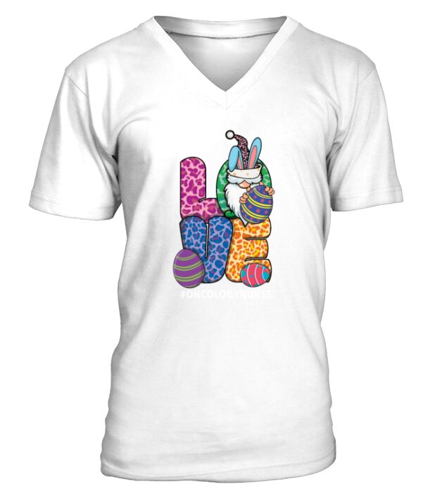Cute Love Gnome Nurse Happy Easter Sunday V-Neck T-shirt