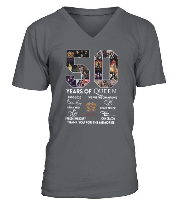 50 years of Queen 1970 2020 we are the champions thank you for the memories V-Neck T-shirt