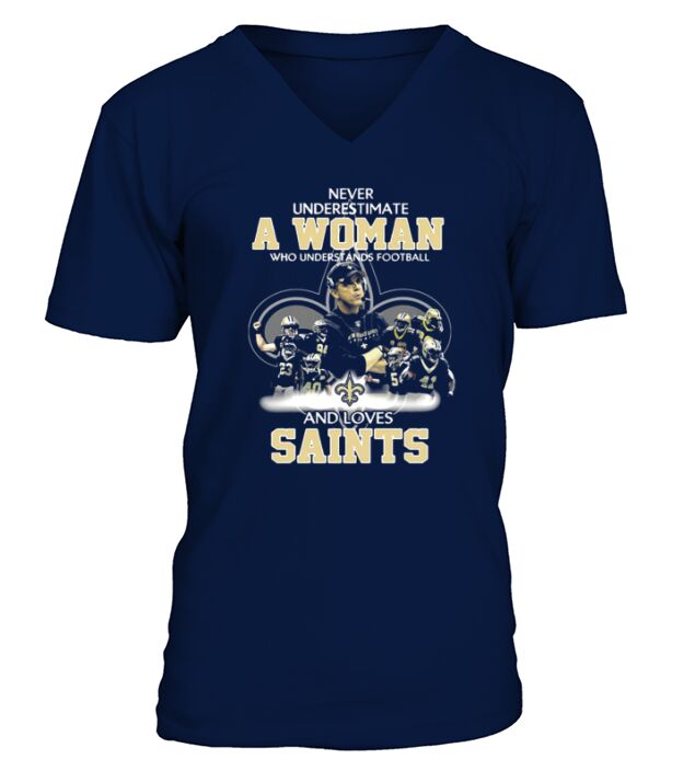 Never Underestimate a Woman Who Understands Football And Loves Saints V-Neck T-shirt