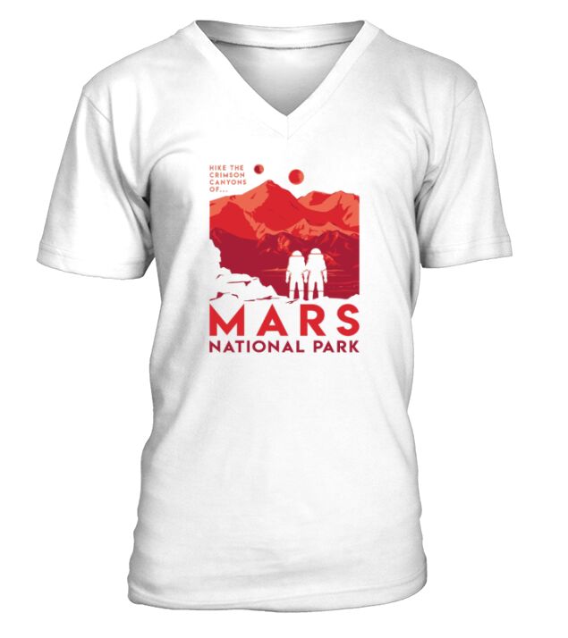 Hike The Crimson Canyons of Mars National Park V-Neck T-shirt