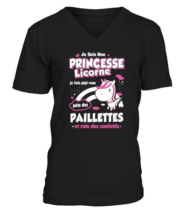 JE SUIS UNE PRINCESSE LICORNE V-Neck T-shirt