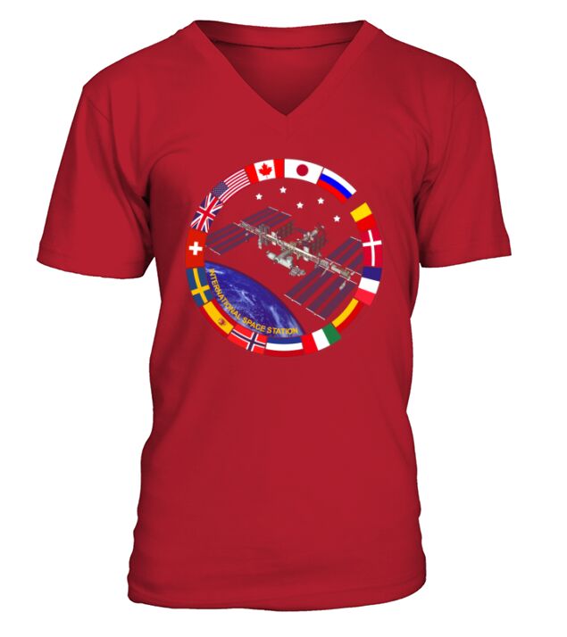 International space Station Shirt NASA ISS Flag V-Neck T-shirt