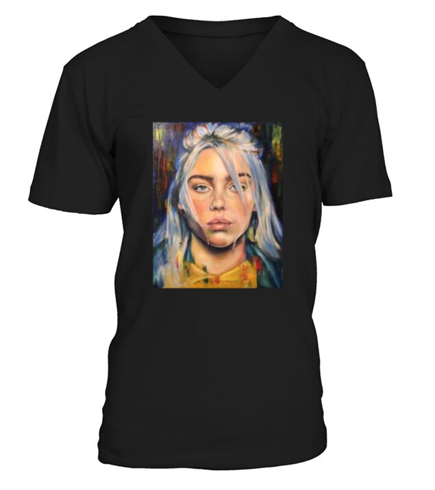 Bilie Eilish Painting V-Neck T-shirt